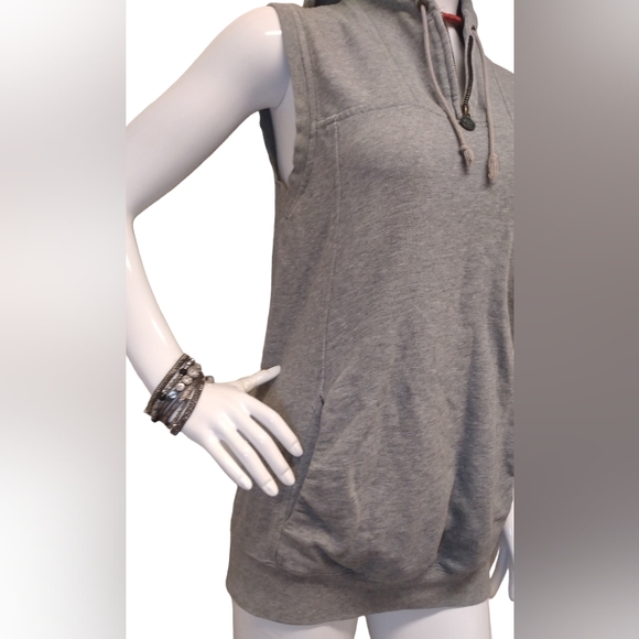 Artizia TNA Women Grey Jersey Hoodie Vest Quarter Zip Logo Size SMALL. - Picture 5 of 13